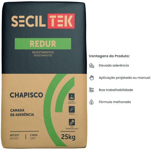 Argamassa de Aderência SecilTek Redur Chapisco 25KG - Cinza - 25 Kg - Limitado ao stock existente