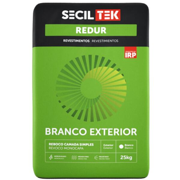 Reboco SecilTek Redur Branco Exterior Acabamento Areado Fino Paredes Tetos Obra Nova e Renovação