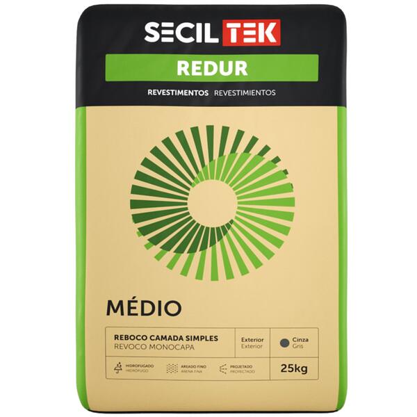 Reboco Projetar Hidrofugado Exterior/Interior SecilTek Redur Médio 25KG