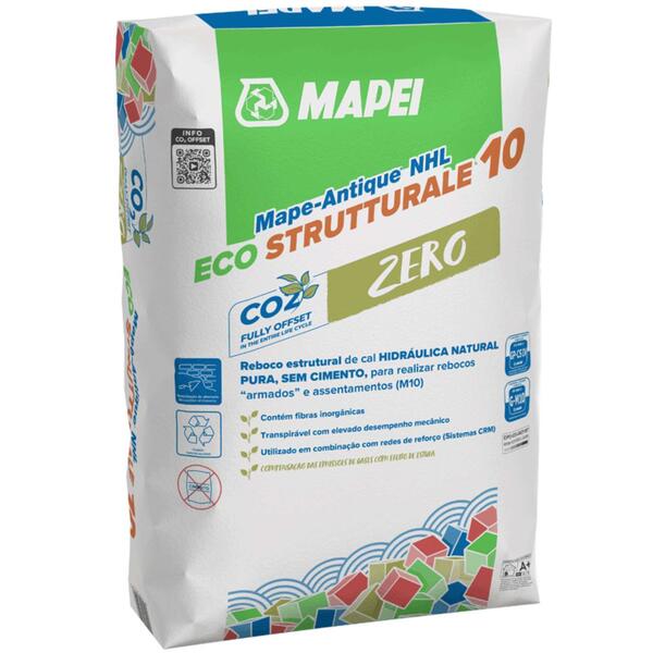 Reboco Transpirável Mapei Mape-Antique NHL Eco Strutturale 10 25kg M10 Fibroreforçado Isento Cimento - Mapei - 9900800804031