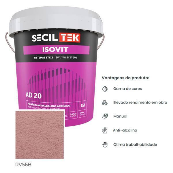 Primário Antialcalino para Revestimentos Acrílicos SecilTek Isovit AD 20 - Secil Tek - 9900800903031