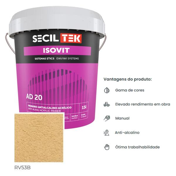 Primário Antialcalino para Revestimentos Acrílicos SecilTek Isovit AD 20 - Secil Tek - 9900800903086