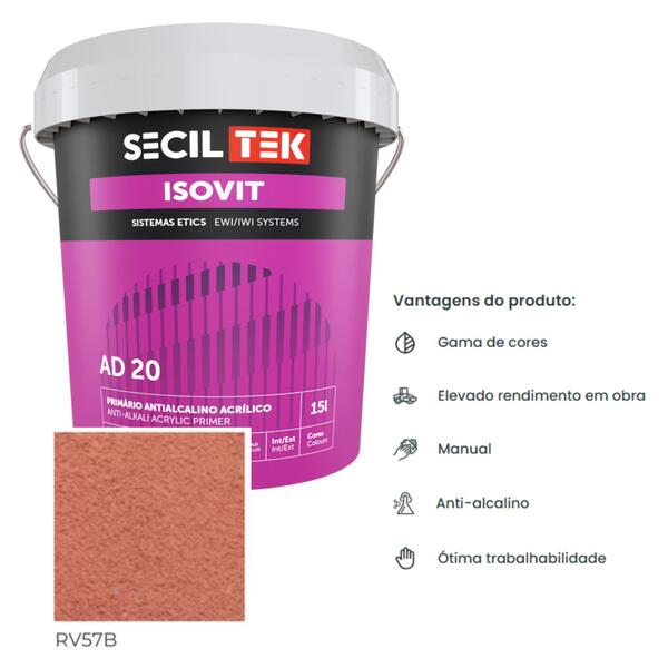 Primário Antialcalino para Revestimentos Acrílicos SecilTek Isovit AD 20 - Secil Tek - 9900800903116