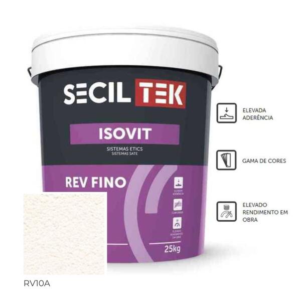 Acabamento Acrílico Decorativo Etics/Capoto SecilTek Isovit Rev Fino - Natural - RV10A - 25 kg
