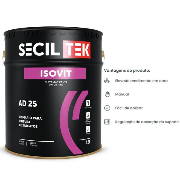 Primário Aquoso 100% de Silicato SecilTek Isovit AD 25 - Incolor - 15 lt