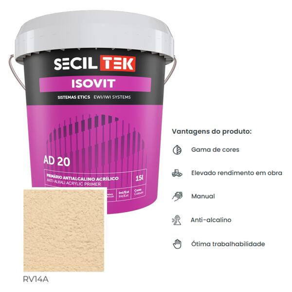 Primário Antialcalino para Revestimentos Acrílicos SecilTek Isovit AD 20 - Secil Tek - 9900800905219