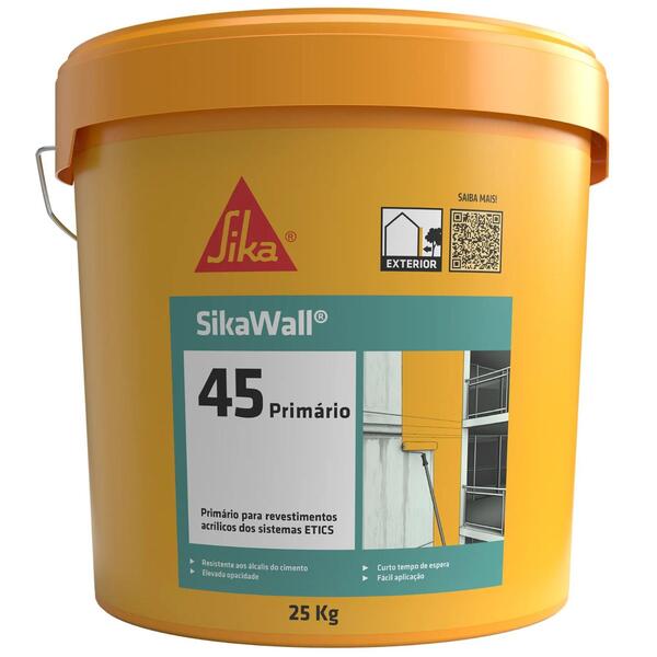 Primário Acrílico Pigmentado ETICS/Capoto SikaWall-45 Primer 25Kg - F1101 Branco - Grupo 1 - 25 Kg