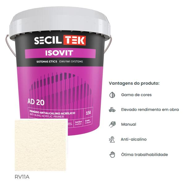 Primário Antialcalino para Revestimentos Acrílicos SecilTek Isovit AD 20 - Secil Tek - 9900800906230