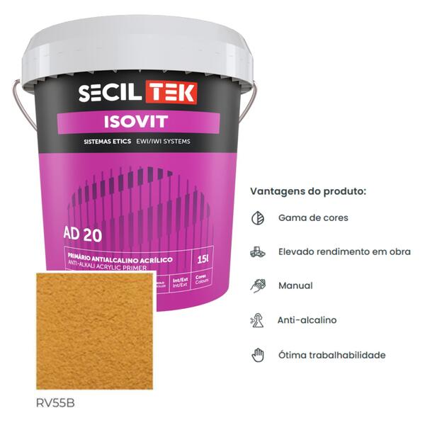 Primário Antialcalino para Revestimentos Acrílicos SecilTek Isovit AD 20 - Secil Tek - 9900800906278