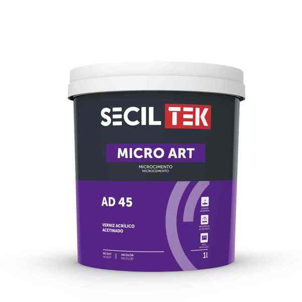 Verniz Acrílico Acabamento Brilhante Microcimento SecilTek Micro Art AD 45 - Incolor - 1 litro