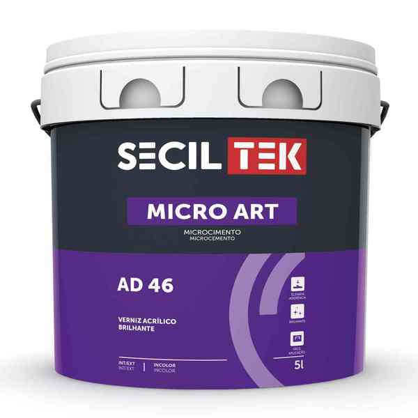 Verniz Acrílico Acabamento Brilhante Microcimento SecilTek Micro Art AD 46 - Incolor - 5 Litros