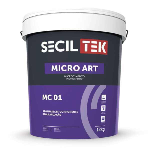 Argamassa Regularização Acabamento Rústico Microcimento SecilTek Micro Art MC 01 - Base - 12 kg