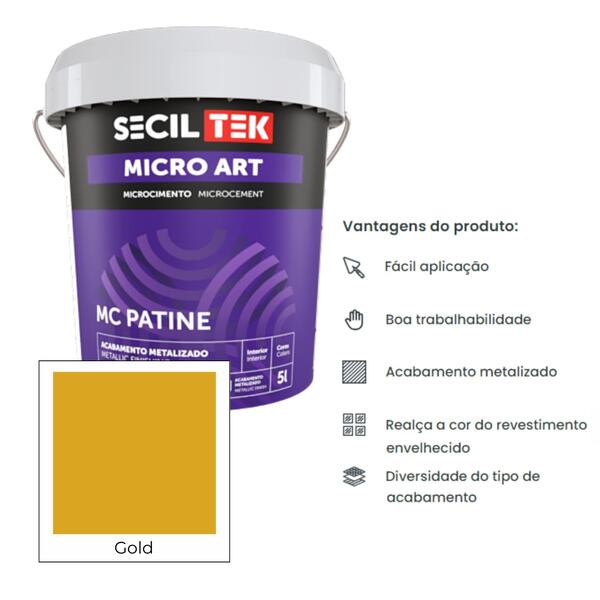 Argamassa Microcimento com Acabamento Liso Decorativo Metalizado Micro Art MC Patine 1/5L - Secil Tek - 9900801100897