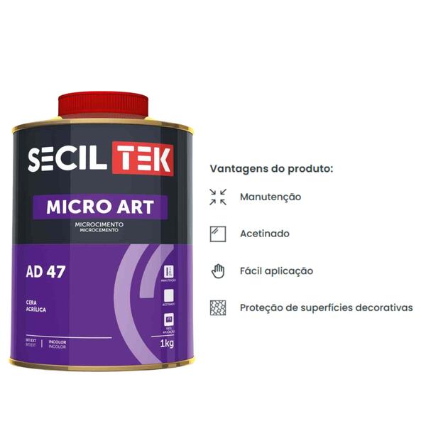 Cera Acrílica Concentrada Microcimento SecilTek Micro Art AD 47 1KG/5KG - Incolor - 1 Kg