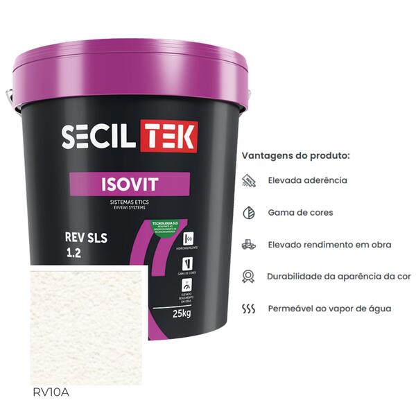 Acabamento Decorativo Silicatos Proteção Fungos Algas Etics/Capoto SecilTek Isovit Rev SLS 1.2 - RV10A - Natural - 25 Kg