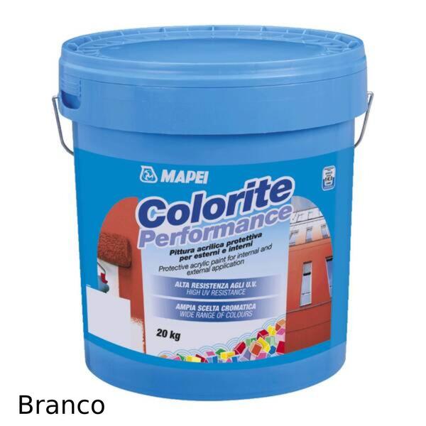 Tinta 100% Acrílica Lisa Mate Exterior/Interior Fachadas Mapei Colorite Performance BRANCO 20KG