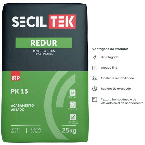 Acabamento Areado Fino SecilTek Redur PK 15 Branco 25KG - Branco - 25 Kg - Limitado ao stock existente