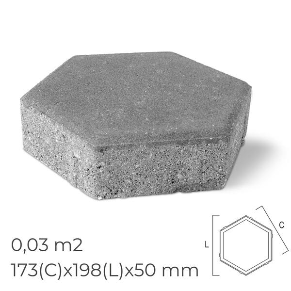 Pavê Bloco Pavimento HEXAGONAL Betão Cinza Exterior Passeio Estacionamento 173,2x198,4x50MM - 0,03M2