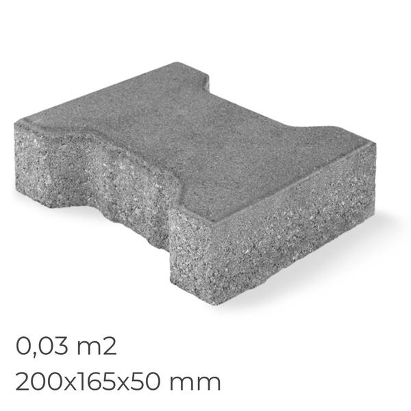 Pavê Bloco Pavimento ALFA Betão Cinza Exterior Passeio Estacionamento - 200x165x50MM - 0,03M2