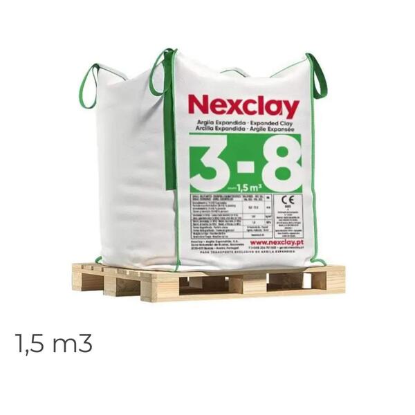 Argila Expandida Nexclay 3-8 Big Bag 1,5M3 Isolamento Térmico Acústico Drenagem Jardinagem Decoração