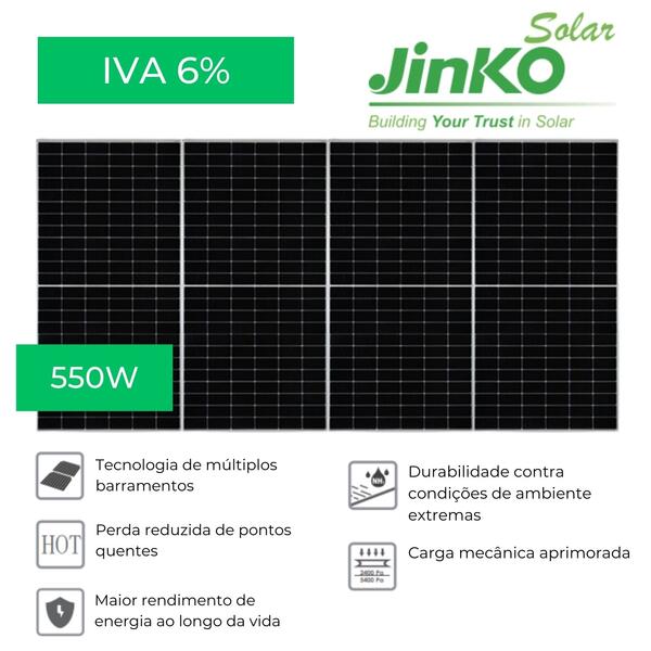 Módulo Fotovoltaico 550W - Tiger Pro 72HC - JKM550M-72HL4-V Poupança Energética Fundo Ambiental - 550W - Monocristalino - 2278×1134×35MM - 144 Células - Limitado stock
