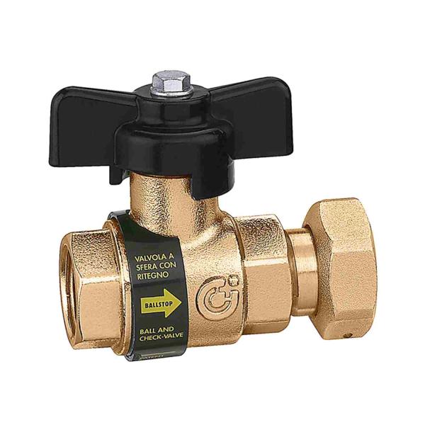 Válvula de Esfera com Retenção Ballstop Caleffi 333 - 1/2” F x porca 3/4” F (333400)