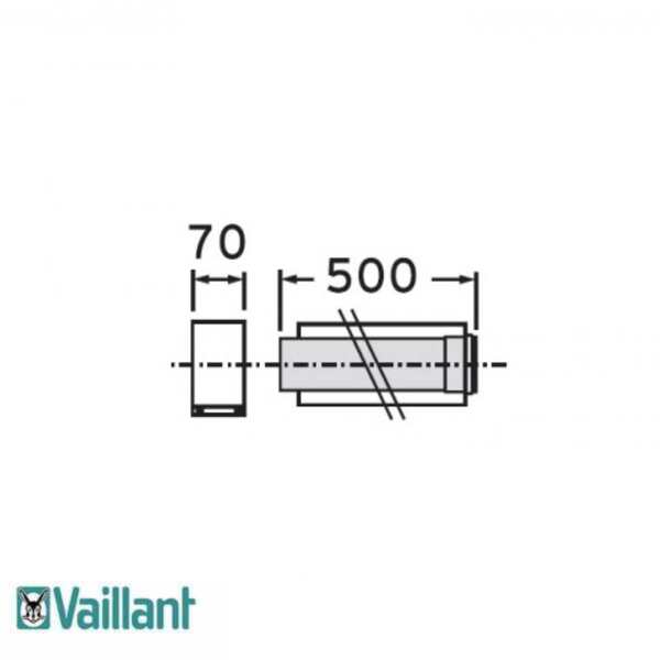 Prolongamento Vaillant 0,5M 80/125 Alumínio 303602 - (303602) - limitado ao stock existente