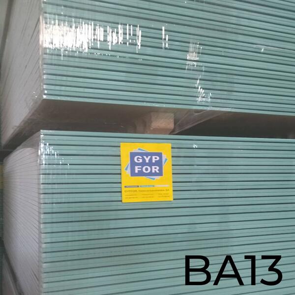 Placa Gesso Cartonado Hidrofugada Resistente Humidade Verde Gypfor Aqua BA13