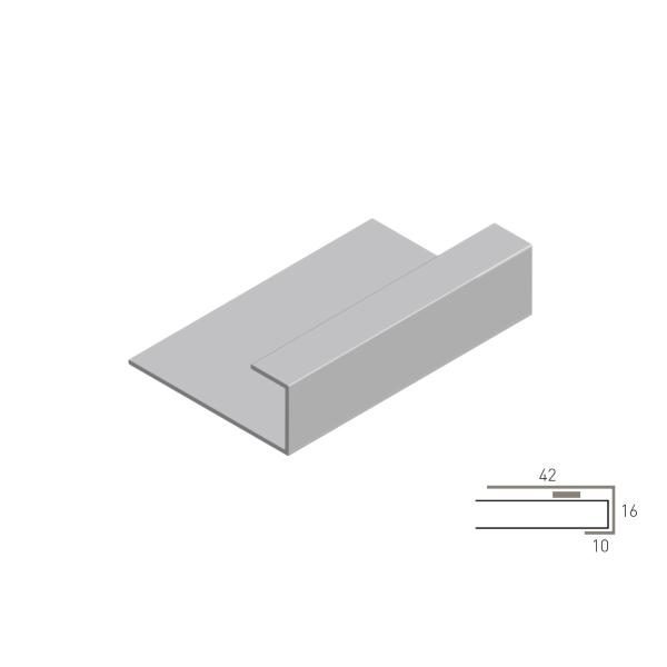 Perfil de Acabamento Superior em Alumínio para Painéis Cedral - C15 (Aço) – 42 x 16 x 10 mm (3 m)