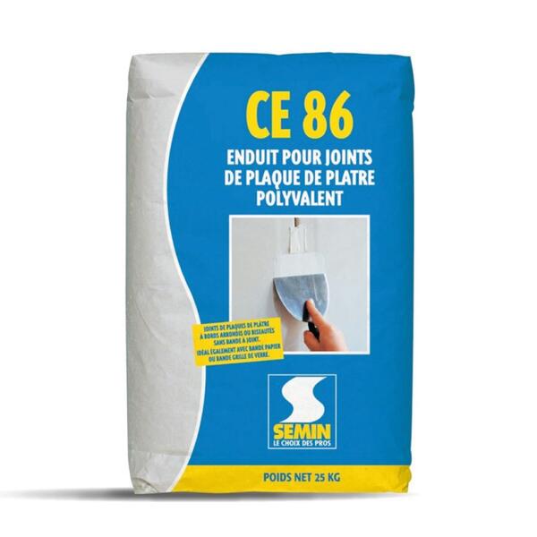 Massa para Juntas sem Banda para Placas de Gesso Cartonado Semin CE 86 25KG