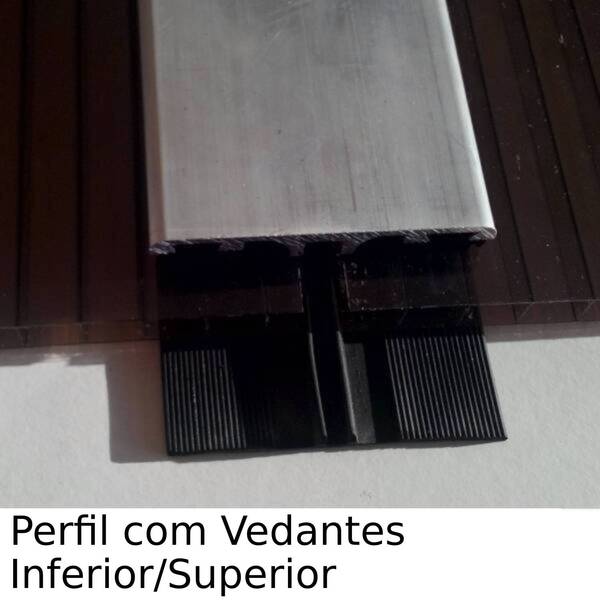 Perfil Alumínio Anodizado 6ml Ligação Placas Policarbonato Vedantes Inferior/Superior