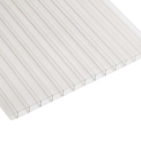 Placa Policarbonato Alveolar Tripla Parede Transparente Cristal 10mm 3x1,05M Terraço Pérgola Varanda