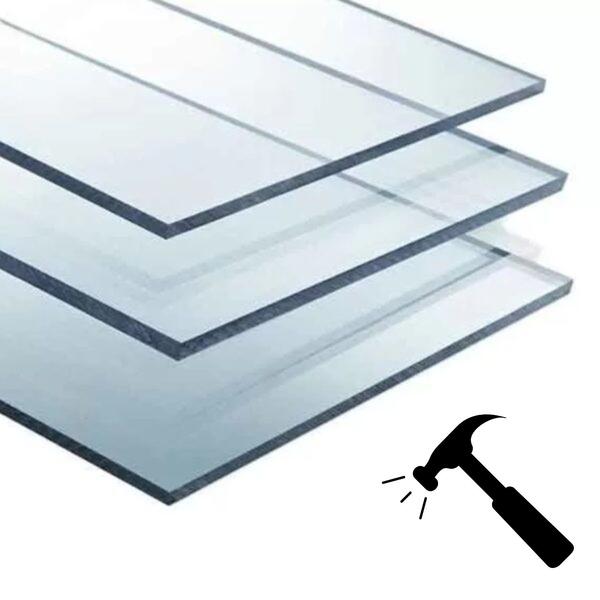 Placa Policarbonato Compacto Cobertura Terraços Pérgolas Varanda Transparente Cristal Proteção UV - Incolor - 2,05 m x 3,05 x 4 mm - Em Stock