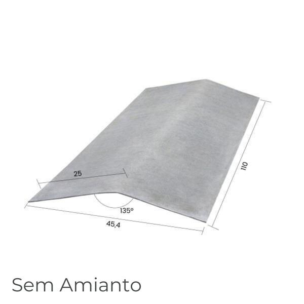 Cumeeira Fixa Lisa Livre de Amianto para Chapas de Fibrocimento Ecolite - Natural - 1,10 m x 45,5 cm - com Aba 0,25M