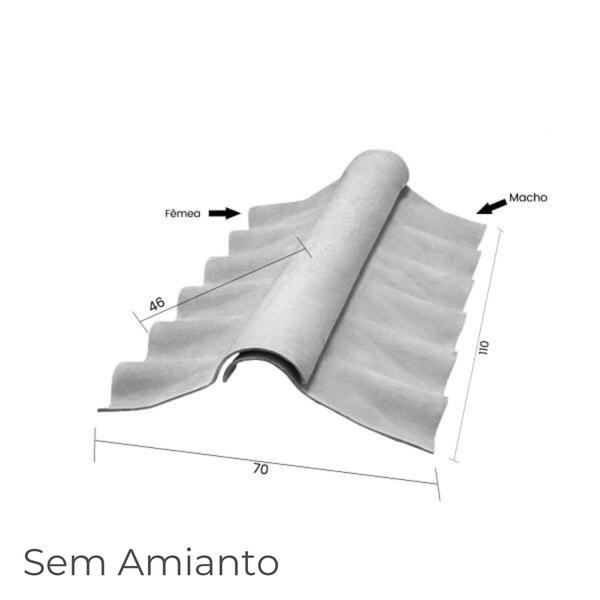 Cumeeira Móvel Livre de Amianto para Chapas de Fibrocimento Ecolite - Natural Macho - 1,10 m