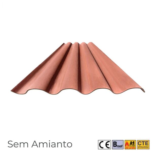 SubTelha Fibrocimento Livre de Amianto Perfil 230 Euronit - Rústica Argila - 1,52 m x 0,964 m (162579)