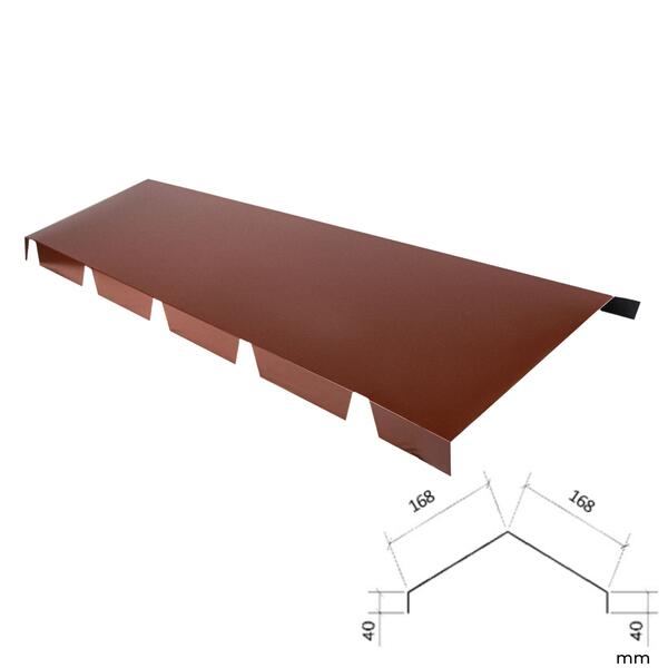 Cumeeira Fixa Recortada RAL3009 Painel Sandwich 5 Ondas - Vemelho RAL3009 - 2250mm