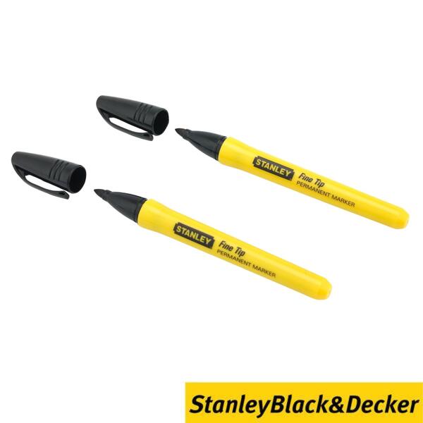 Marcador Ponta Fina Cor Preto (2 Unid.) Stanley 0-47-316 Concreto Cobre Madeira Metal Tubos Porcas