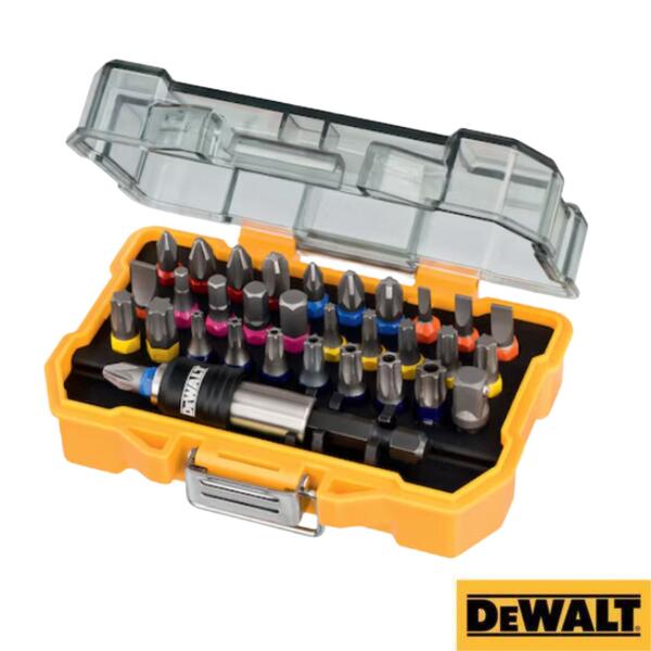 Conjunto Jogo 32 Pontas Dewalt DT7969-QZ Aparafusar Pz, Ph, Pl, Torx, Torx Hex Inviolável, Adaptador