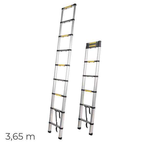 Escada Alumínio TELESCÓPICA Altura Homem 3,65M Fácil Transporte e Arrumação