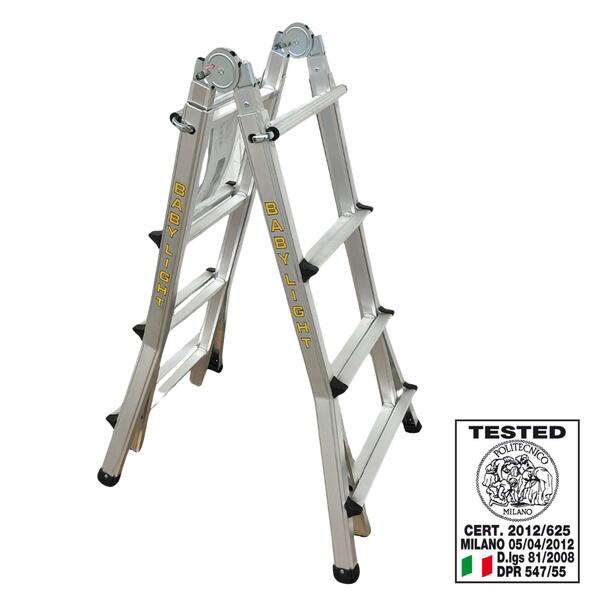 Escadote Alumínio BABY 2000 LIGHT 4 Degraus Flexível Capacidade 100KG Resistente Segurança