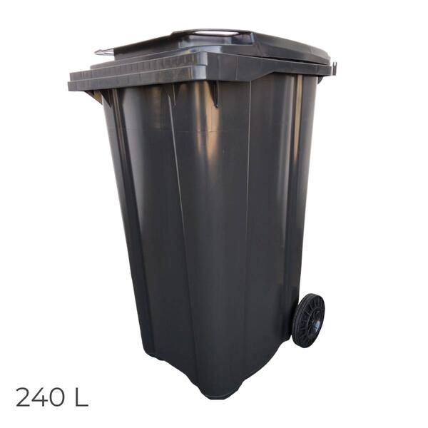Caixote Lixo Polietileno com Rodas 240 Litros Cinza Muito Resistente