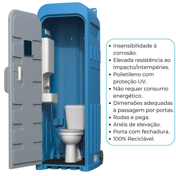 WC Sanitário Ligação à Rede c/ Rodas Obra Provisório Estaleiro - 800(C) x 970(L) x 2166(A)mm