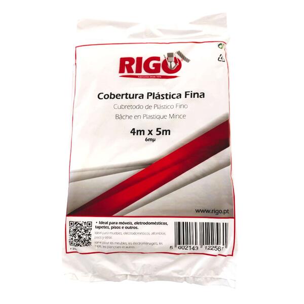 Cobertura Plástica 4x5m 105g (Fina) Proteção p/Trabalhos de Pintura - 4x5m