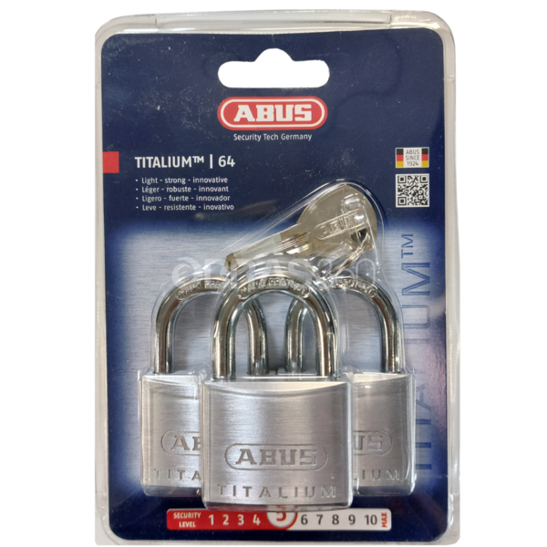 Pack 3 Cadeados Titalium Chaves Iguais 40mm ABUS 64TI/40 TRIPLES B Resistente Portão Segurança