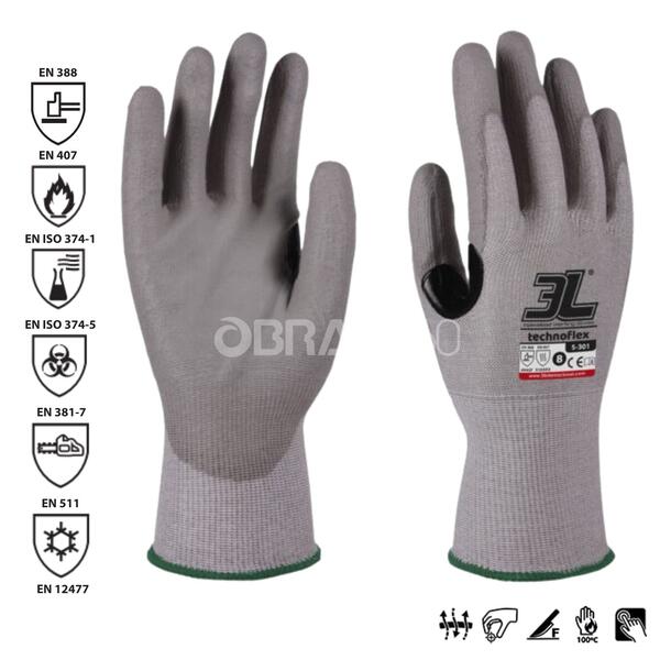 Luva TECHNOFLEX com Proteção Contra Cortes Segurança - Vermelho - Tamanho 9