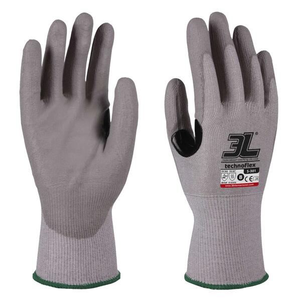 Luvas 3L Technoflex S-301 Cinzento (1Par) Poliuretano Resistência Corte Lâmina EN388 EN407