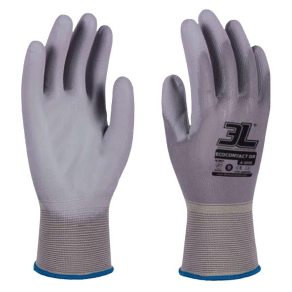 Luvas 3L Ecocontact GR A-2002 406000195 Nº9 (1Par) Poliéster Revestimento Poliuretano EN388 - 3L Internacional - 9902700500655