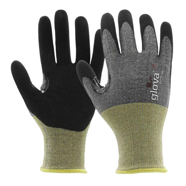 Luvas Glova Spandex/Fibra de Aço Cinzento/Preto Revestimento Nitrilo Foam Rugoso 0713110 (1Par)