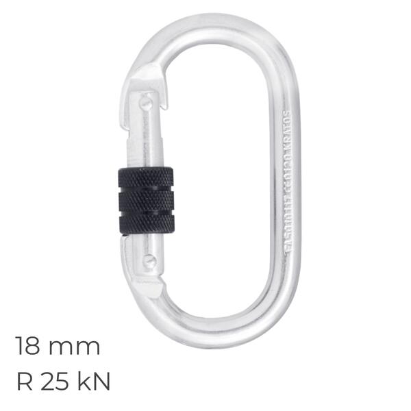 Mosquetão Simples Rosca Kratos FA5010117 Trabalhos Altura, Suspenção - 18 mm / 25 kN